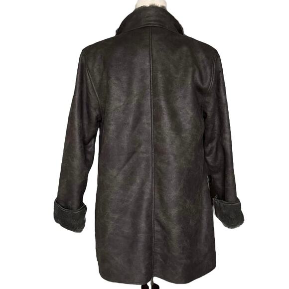 NWT Dylan Faux Leather Faux Fur Reversible Coat | Brown Gray | Women’s Small - Picture 4 of 15